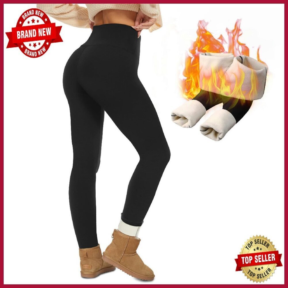 Thermal Fleece Lined Leggings High Waisted Tummy Control Winter Warm